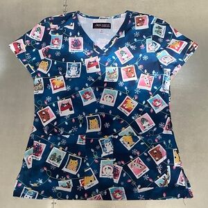 Koi Cat Scrub Top S